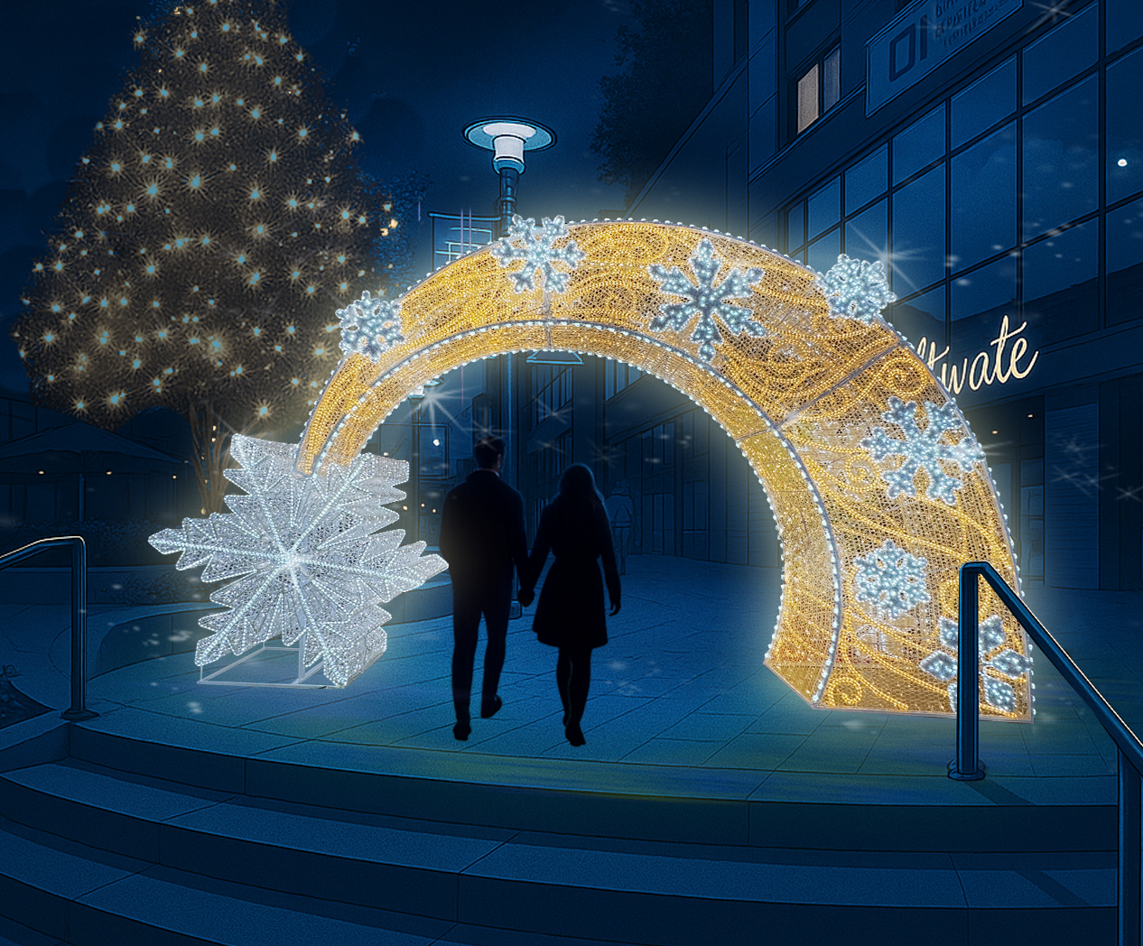 Commercial Illuminated Snowflake Archway