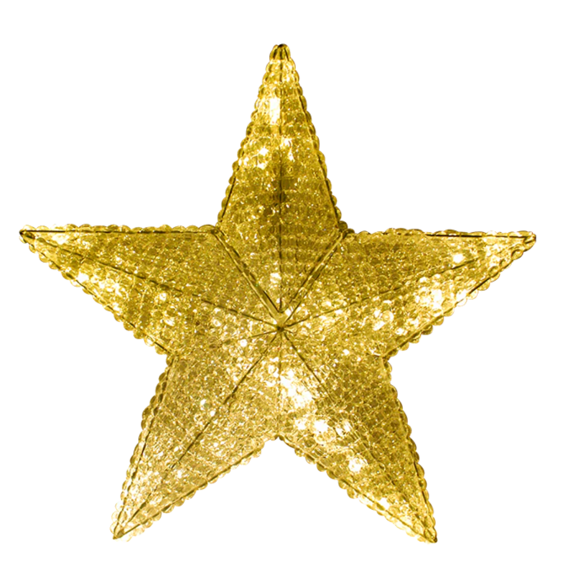 Crystal Star Tree Topper - Warm White LED Lights