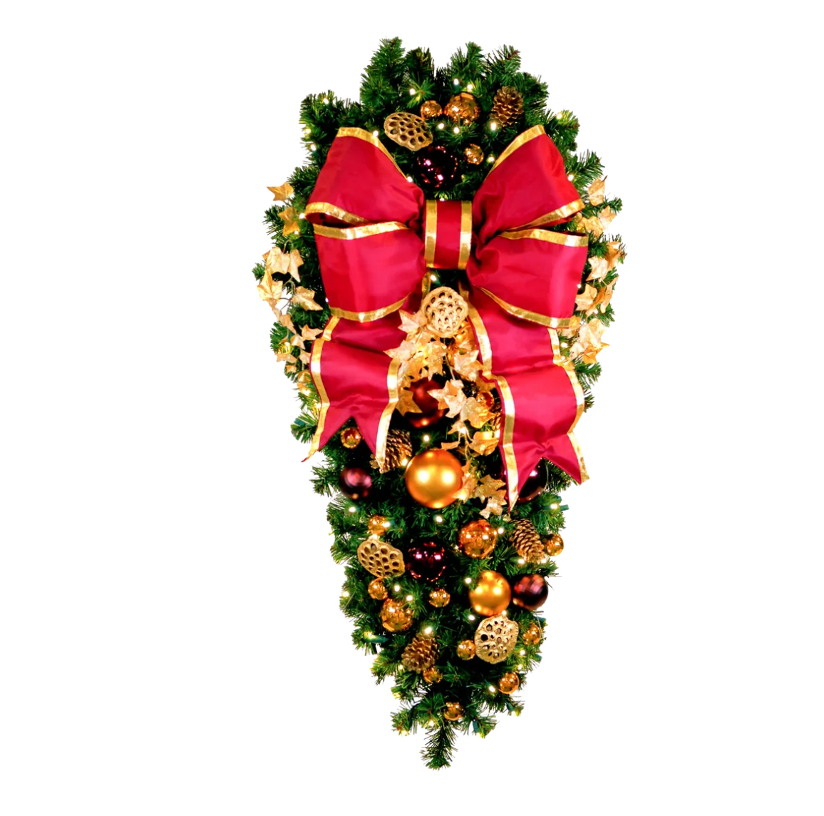 Decorated 4' Traditional Spray with 18" Red Bow