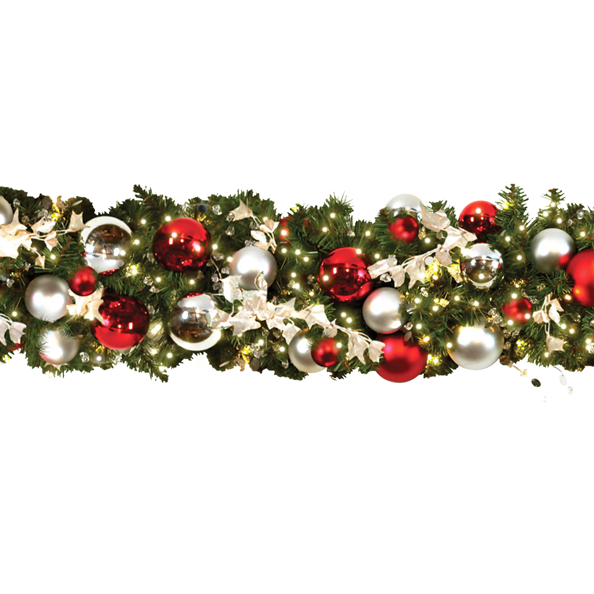 Suitable for indoor or outdoor use; commercial-grade candy cane garland, 10' section, 14" diameter
