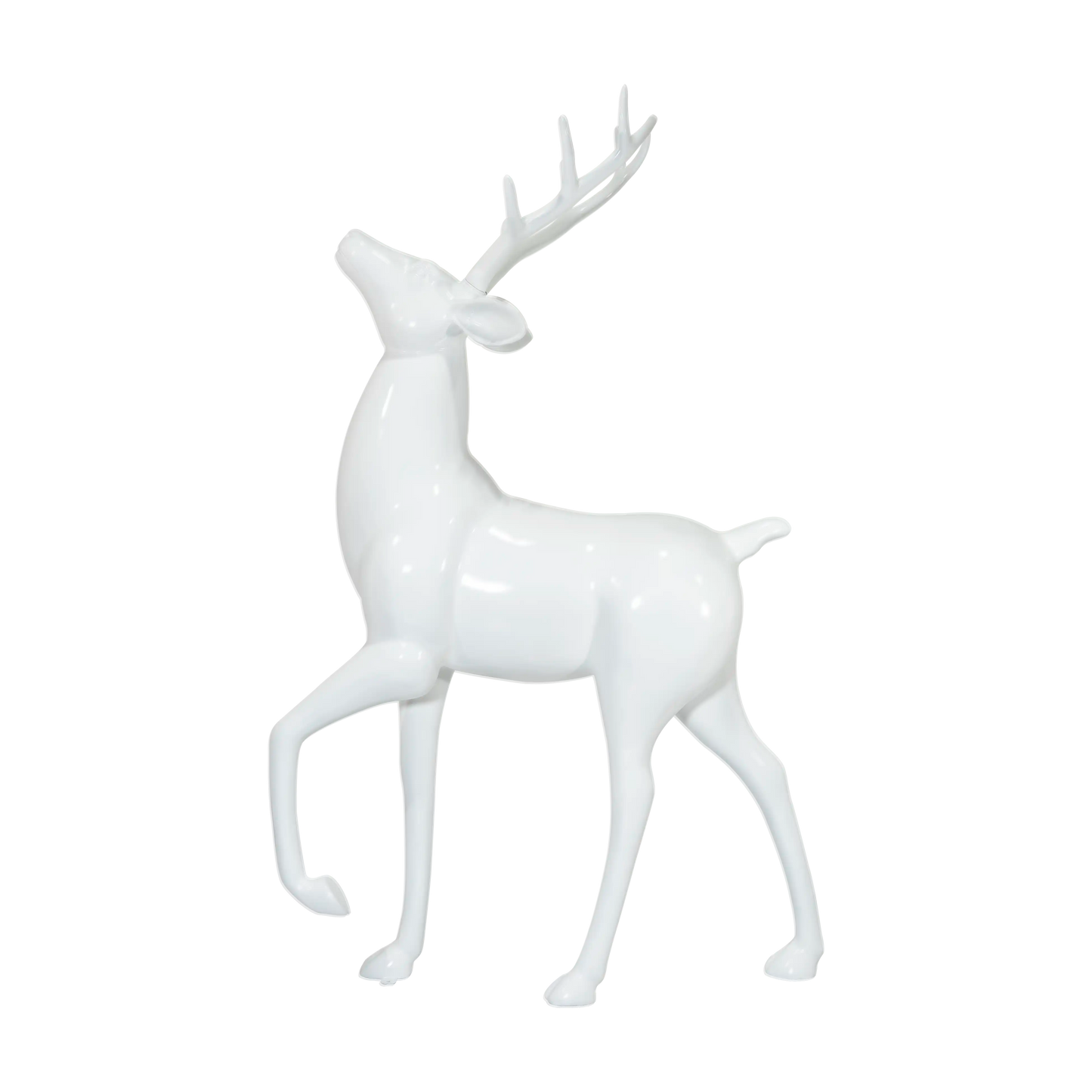 Outdoor standing reindeer for hotel entrances, retail storefronts, lobbies, window displays, municipal installations