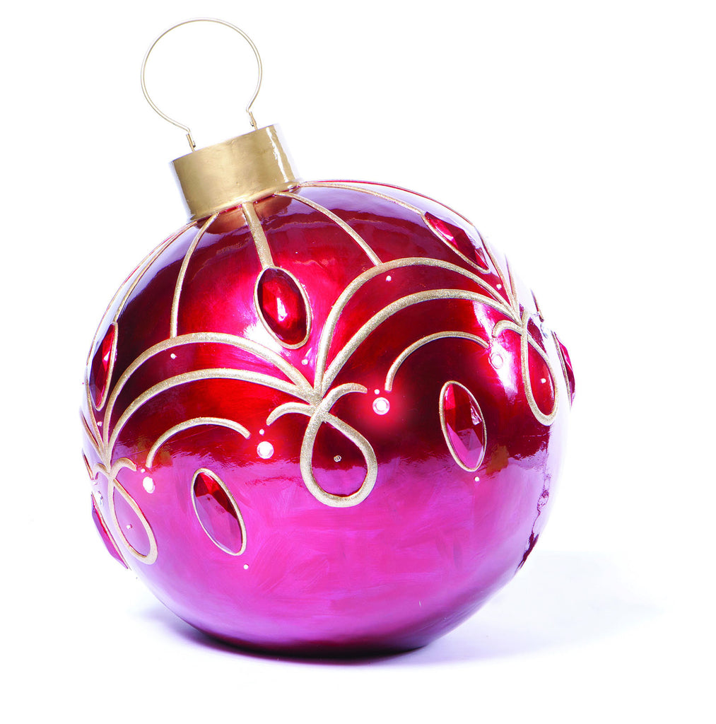 Red LED Lit Fiberglass Christmas Ornament