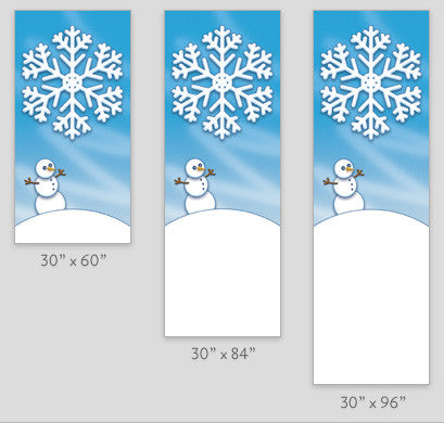 18 oz. reinforced vinyl light pole banner, double-sided full-color digital print, produced on demand in sizes 30″×60″, 30″×84″, 30″×94-96″