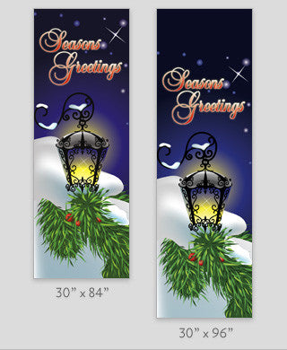 18 oz reinforced vinyl lamp pole banner with full-color digital print; available in 30x60, 30x84, and 30x94-96 sizes