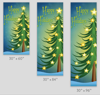 18 oz reinforced vinyl light pole banner with full-color digital print and identical artwork on both sides