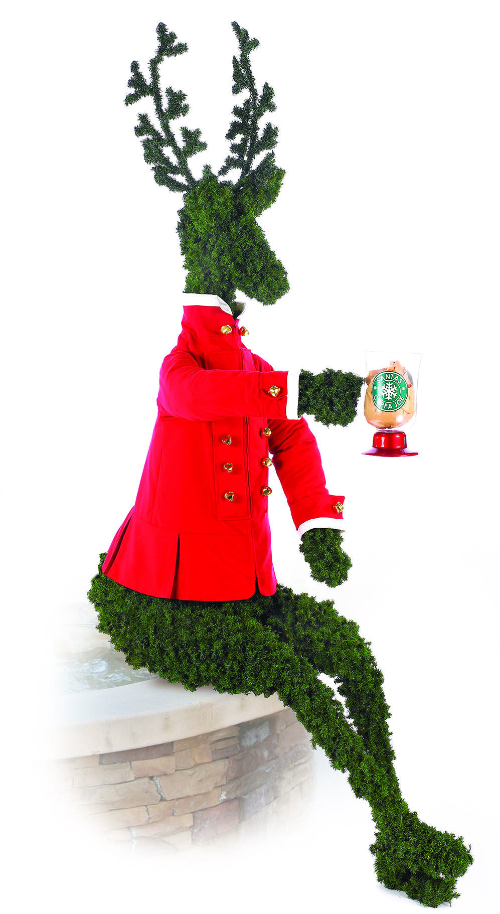 Sitting Topiary Deer Greeter Christmas Prop