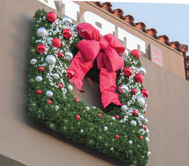 Custom Decorated Square Christmas Wreath Outdoor