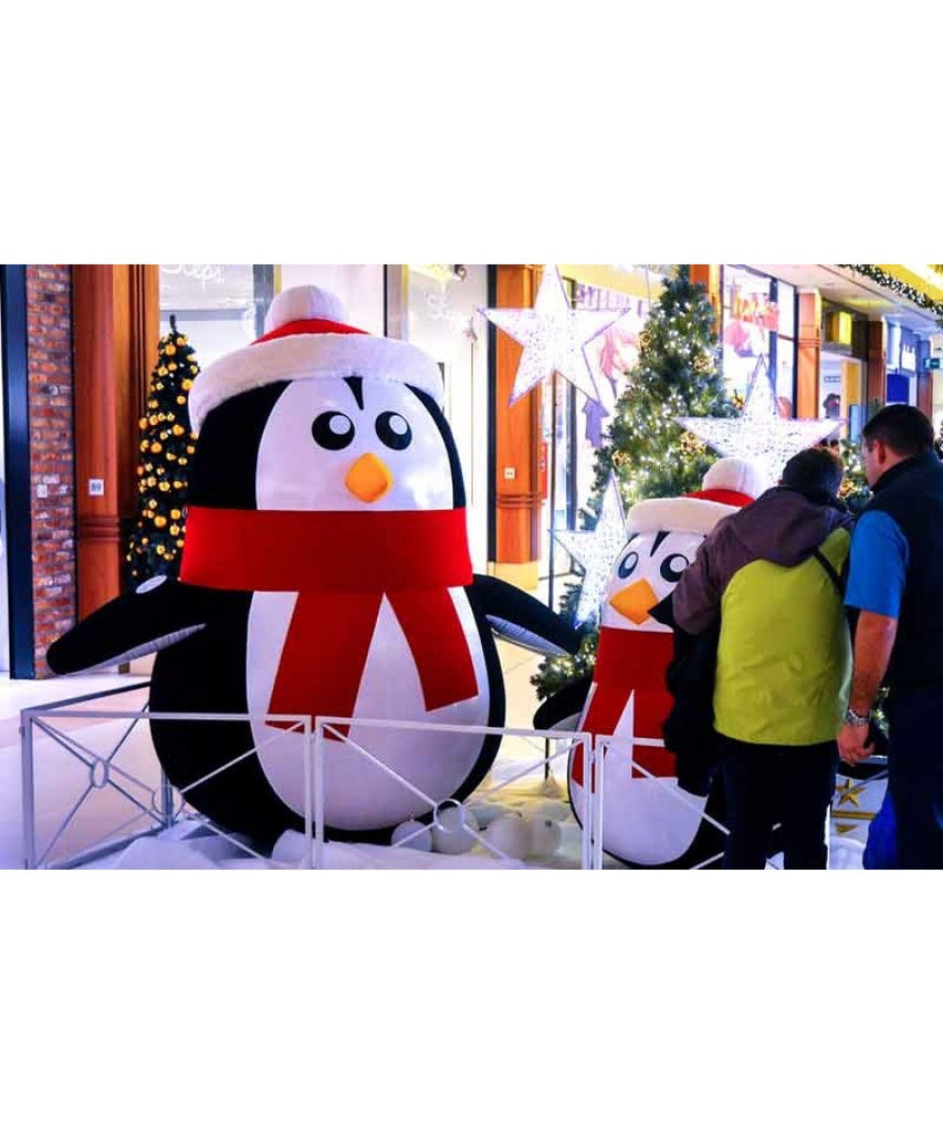 Giant Inflatable Penguin Santa Set Mall Decoration