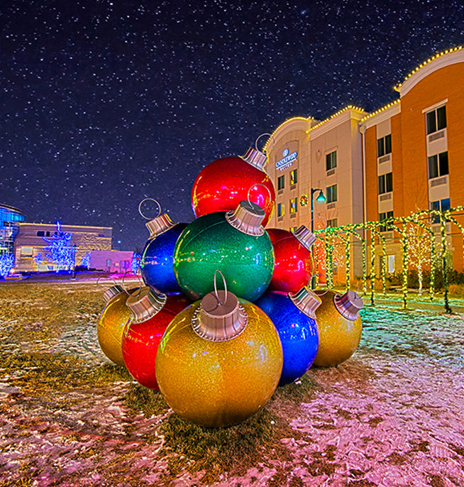 Giant Christmas Ball Pyramid Stack Display