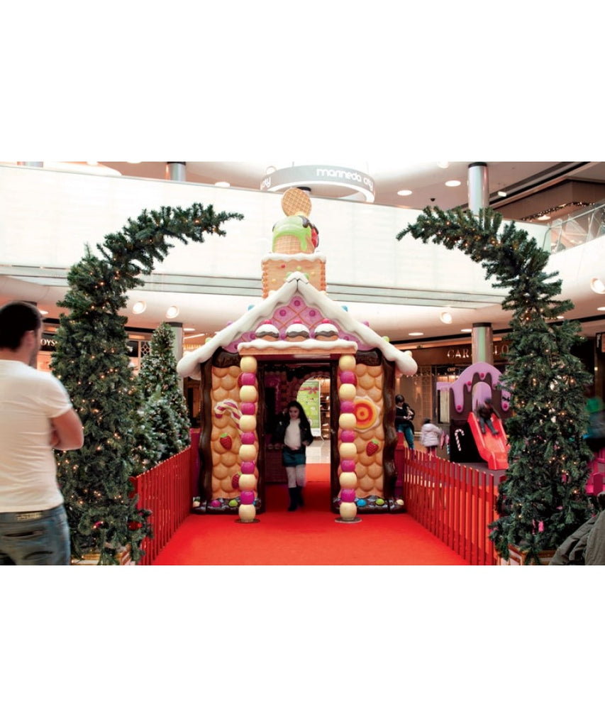 Mall Gingerbread Santa House Display 