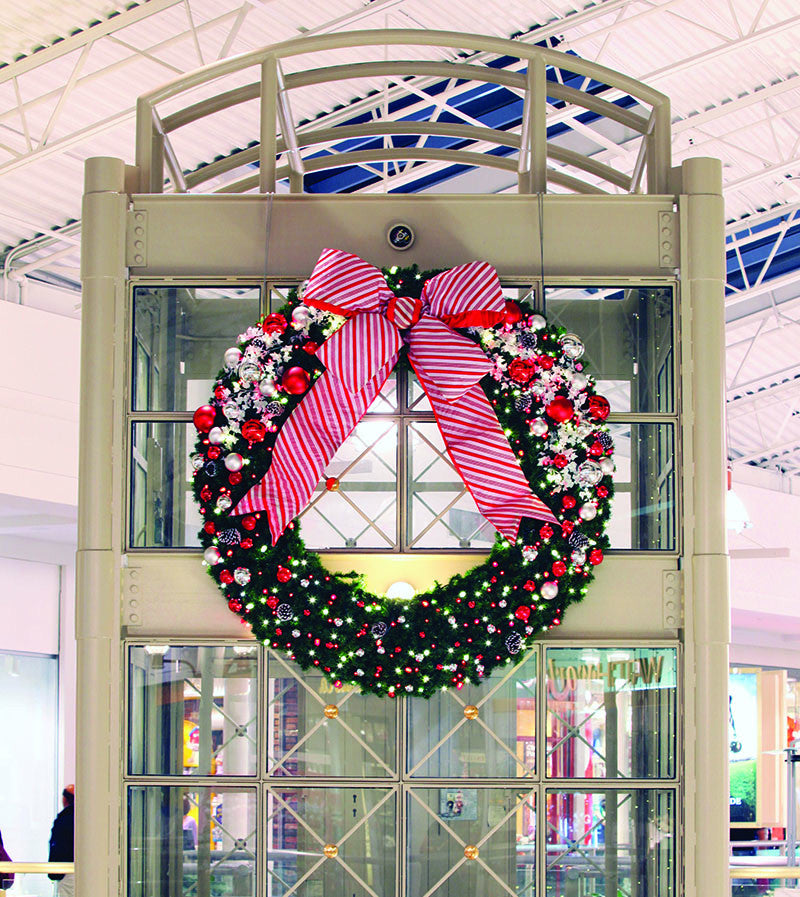 Pre-decorated Red and Silver Christmas Wreath