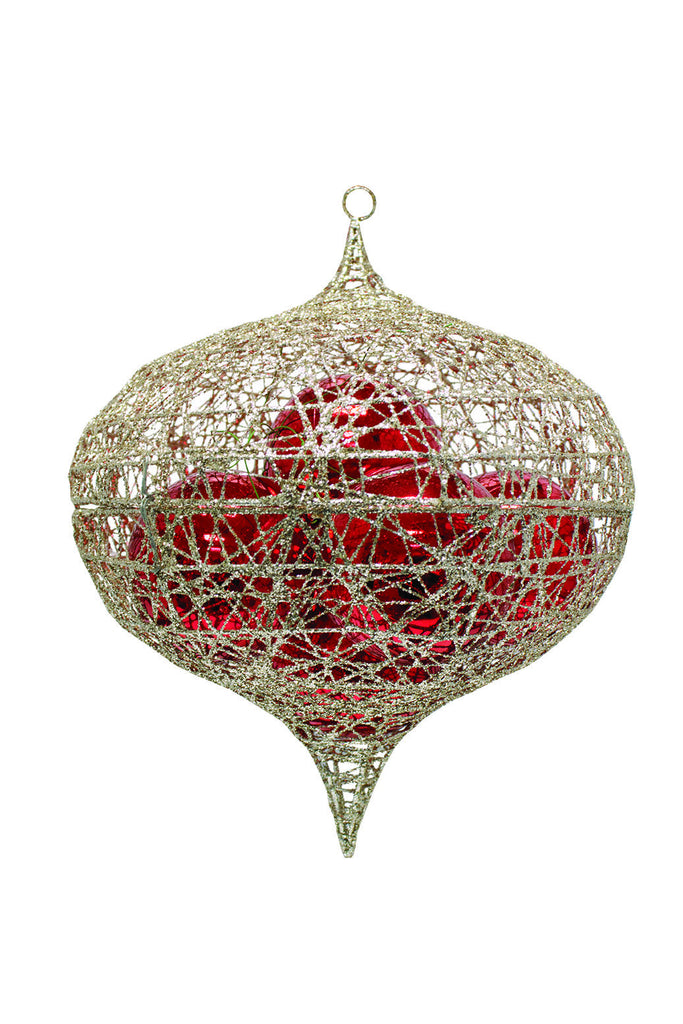 Champagne Glitter Onion Ornament Cage