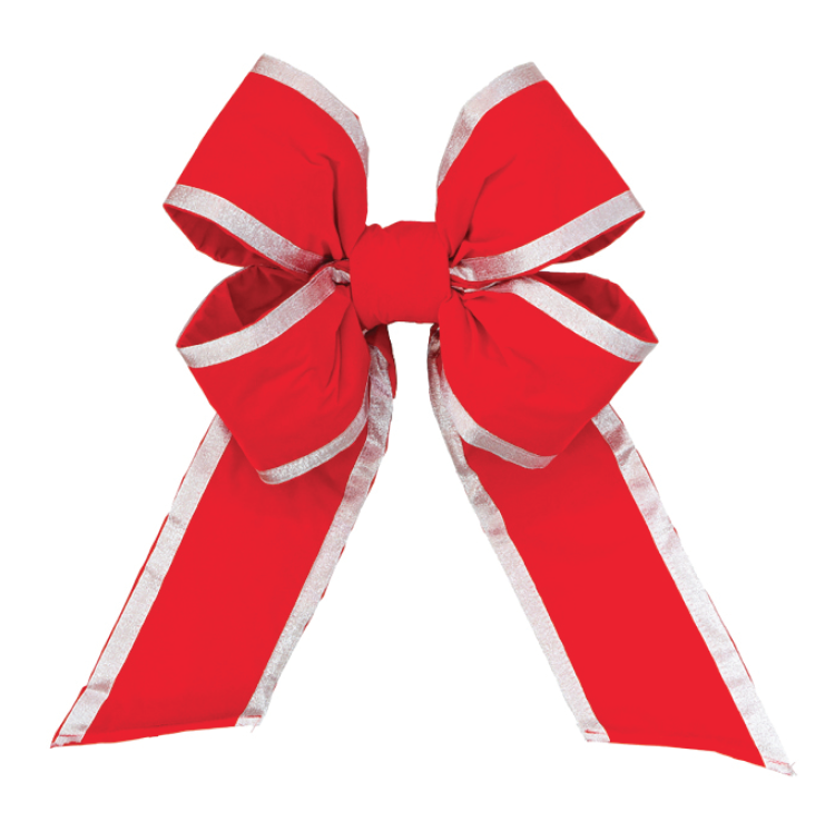 Red Velvet Bow with Silver Trim