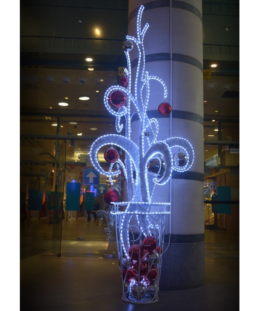 Red and White Artistic Outdoor Christmas Tree Accent Decor