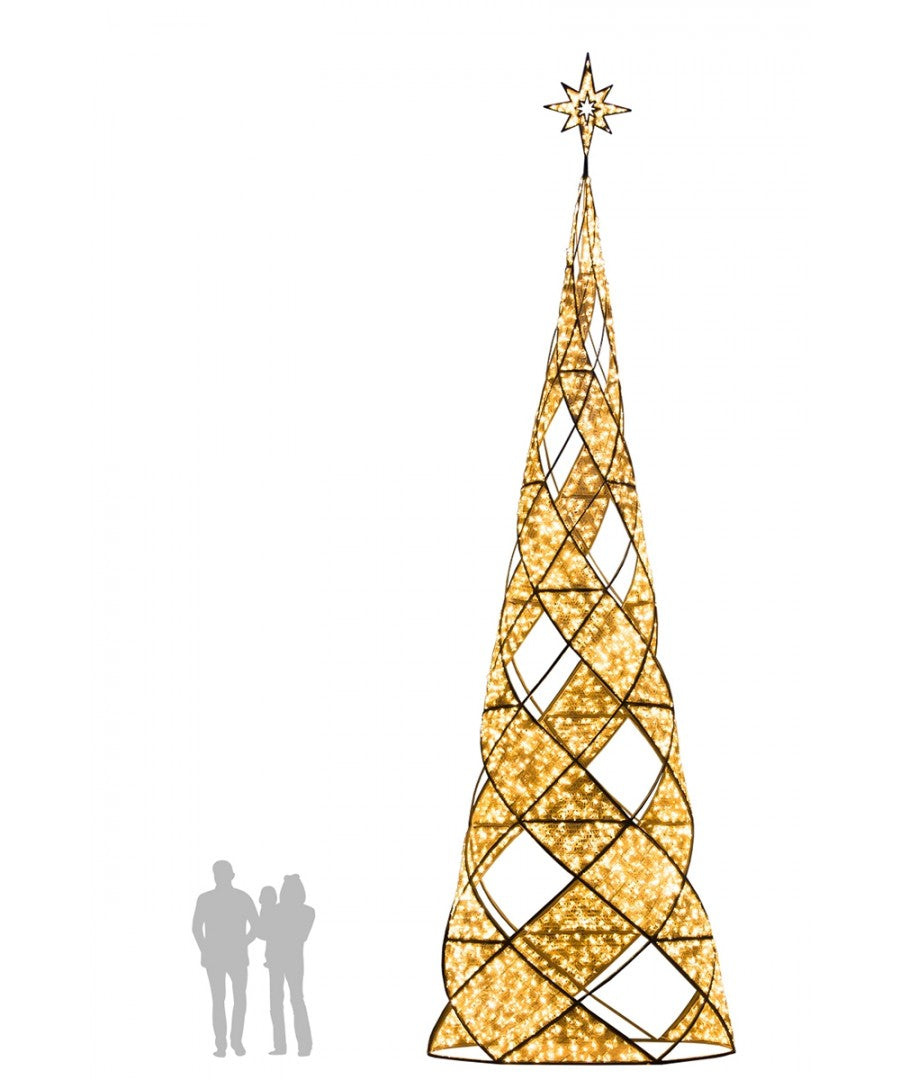 Illuminated Twisted Ribbon Christmas Tree
