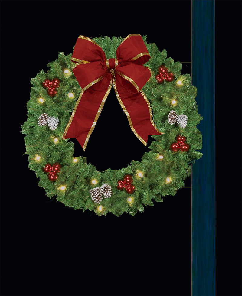 50" Lamp Post Holiday Wreath with (2) Bows