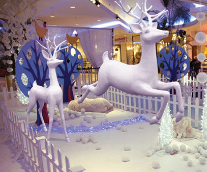White Fiberglass Flying Reindeer Prop