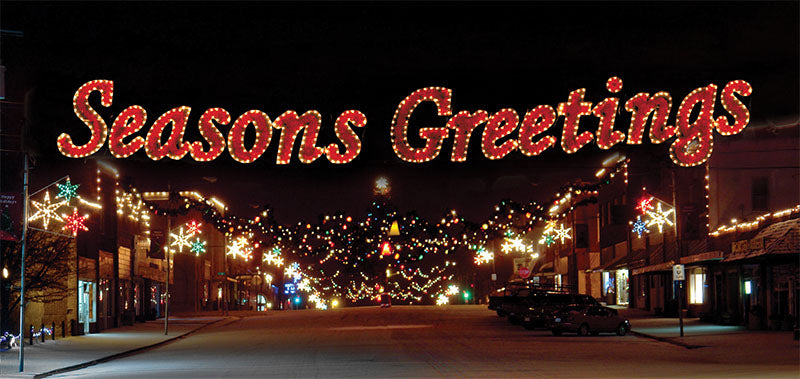 Seasons Greetings City Street Skyline Decoration