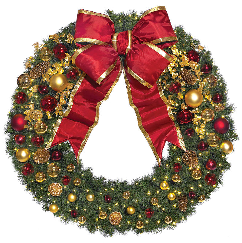 Pre-Decorated Traditional Commercial Christmas Wreath