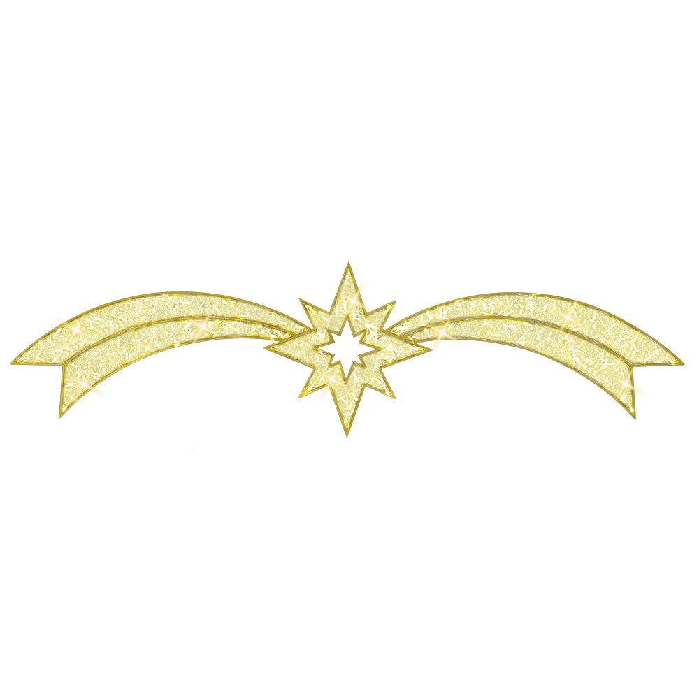 10.6' Starburst Skyline decor, 10.6' x 2.6' with 8-point compass rose centered between shooting star tails
