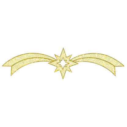 10.6' Starburst Skyline decor, 10.6' x 2.6' with 8-point compass rose centered between shooting star tails