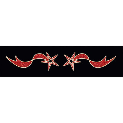Shooting Star Skyline LED overhead display, 21.5' with warm white mini LEDs and two red shooting stars, indoor/outdoor