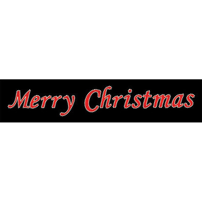 40' Merry Christmas overhead or ground-mount display with 525 C7 LED bulbs and shimmering red carpet mesh garland.
