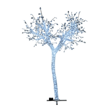 8' LED Acrylic Acacia Tree Sculpture with umbrella-shaped branches and cool white LED mini lights