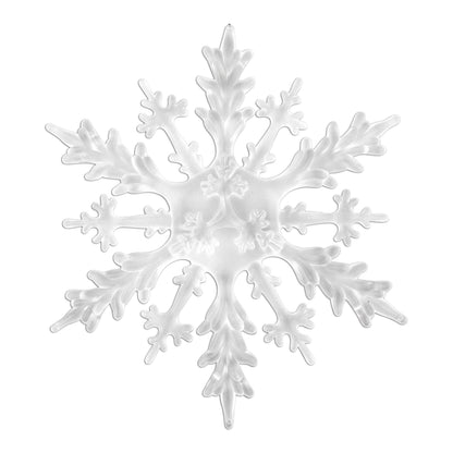 Suitable for lobbies, storefronts, hotel entrances and municipal displays; outdoor-rated 9-inch snowflake ornaments