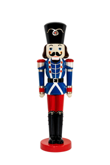 Commercial-grade, elegant, large Christmas Nutcracker figurine with a white background