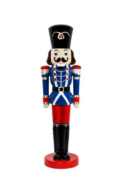 Commercial-grade, elegant, large Christmas Nutcracker figurine with a white background