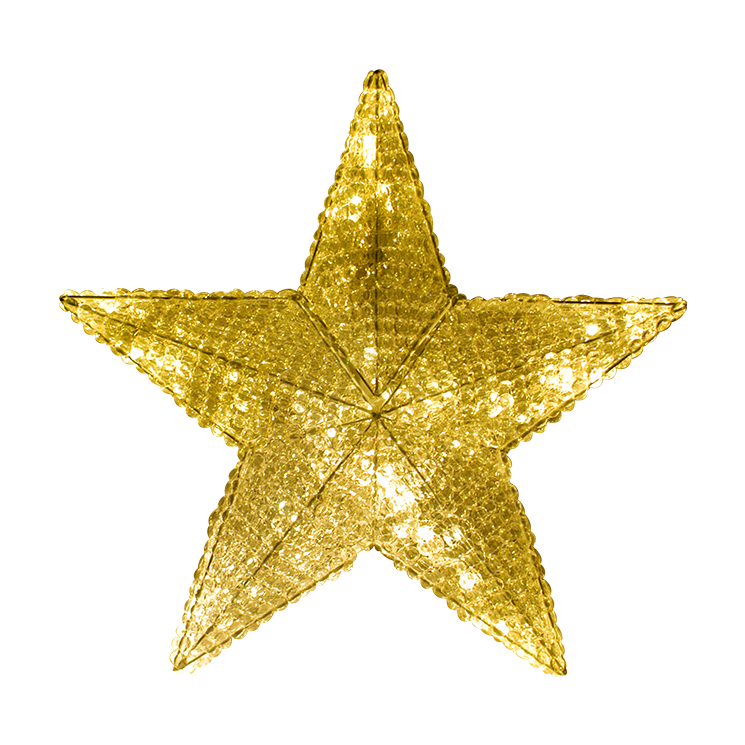 Crystal Star Tree Topper, commercial crystal-beaded LED star for Sequoia Trees; 24- or 36-inch, for outdoor high-visibility displays