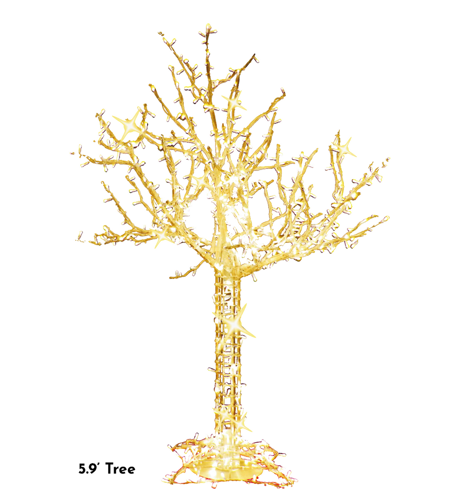 5.9' Tall LED Illuminated Branch Tree for Commercial Holiday Display for Malls, Event Spaces