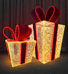Giant Lit Gift Box with Ribbon and Bow (Color Options)