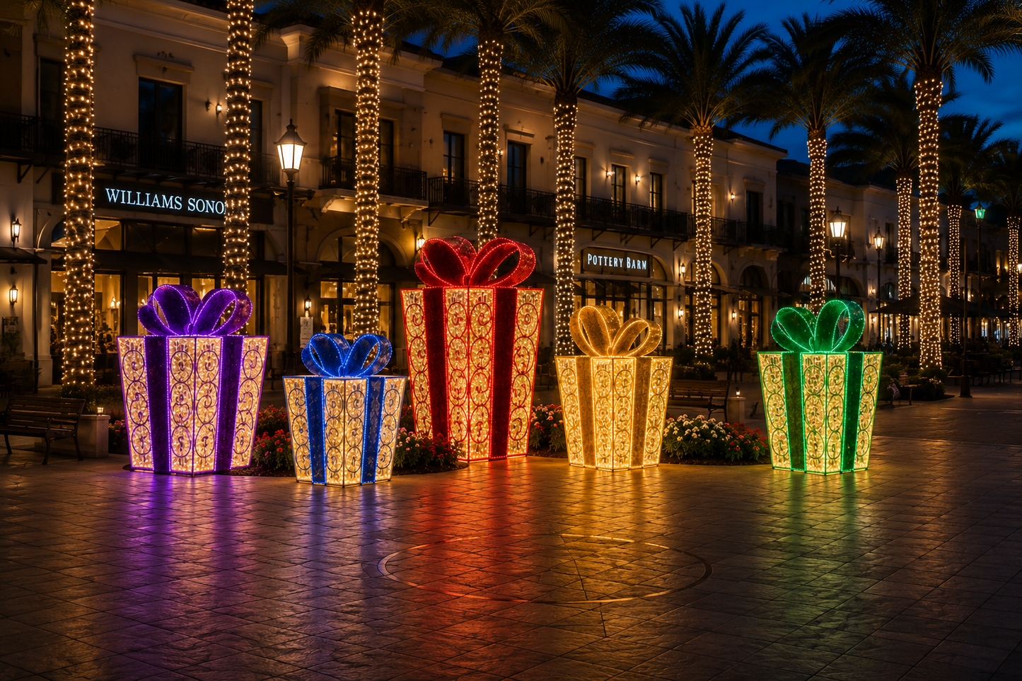Giant Lit Gift Box with Ribbon and Bow (Color Options)