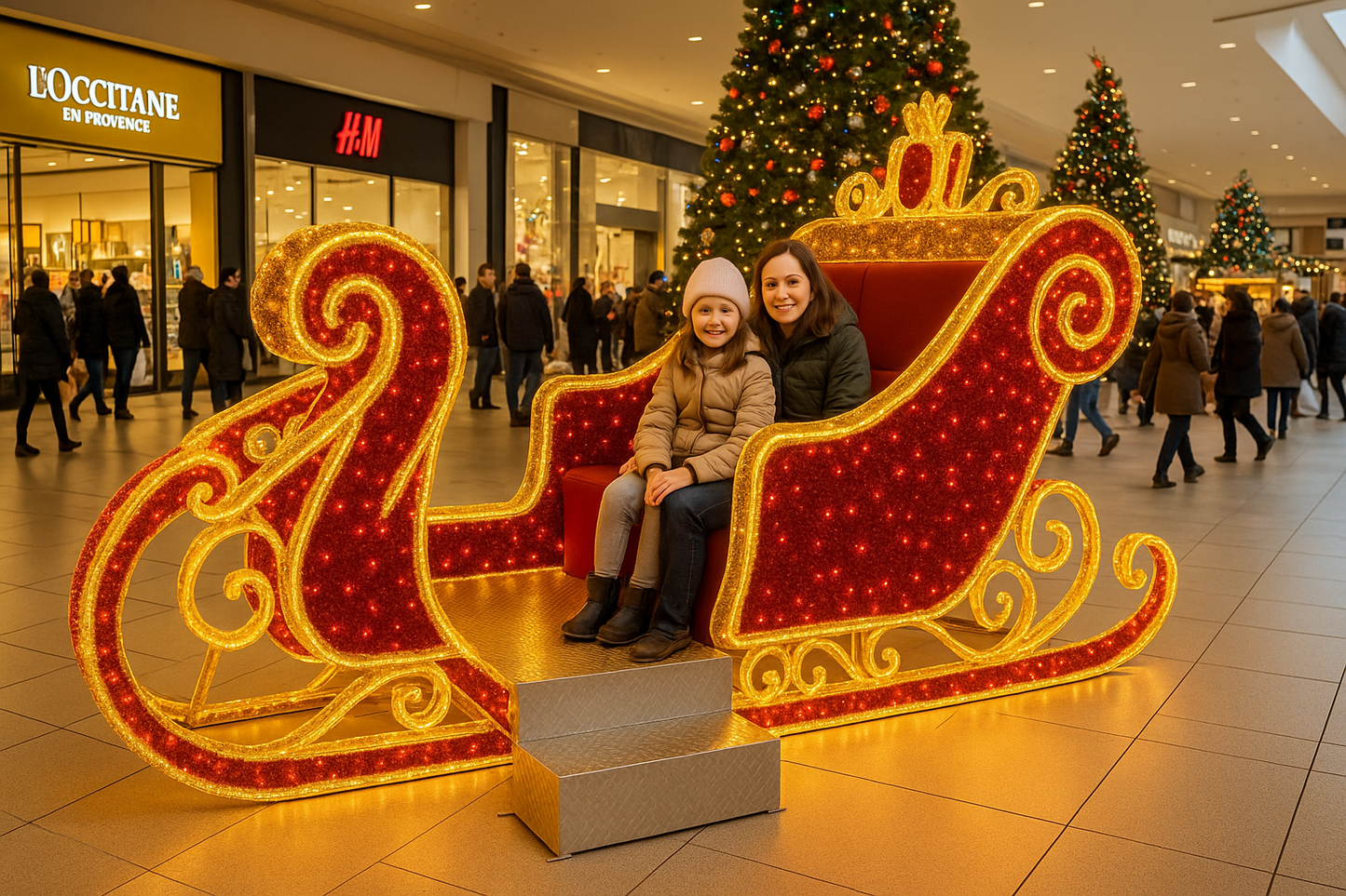 10' Deluxe LED Santa Sleigh
