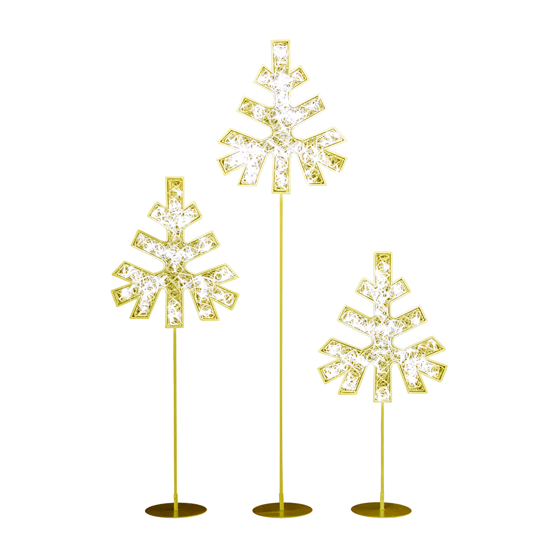 LED Illuminated Snowflake Trees - Set of 3