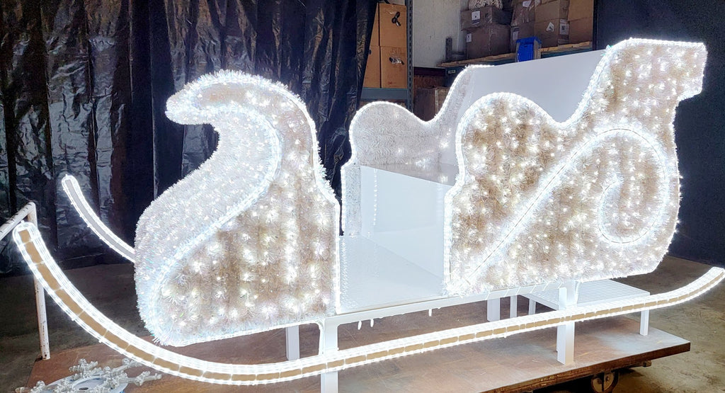 Illuminated 3d Giant Santa Sleigh for Commercial Photo Op Events