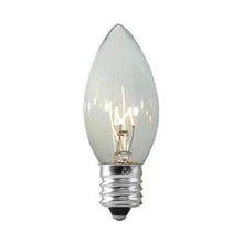 C7 transparent clear replacement bulbs, 5W at 130V, E12 candelabra base, 25 bulbs, UL listed for indoor/outdoor use