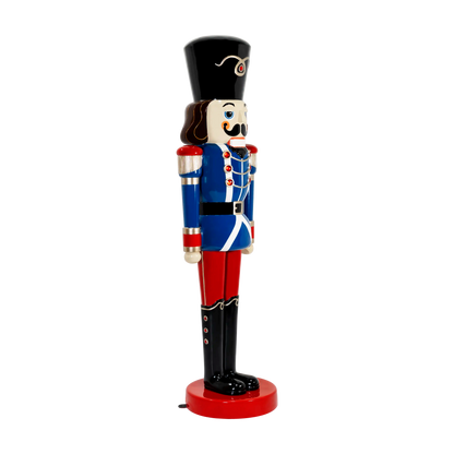 Fiberglass construction holiday nutcracker prop with painted, sculpted detailing; commercial-grade and unlit