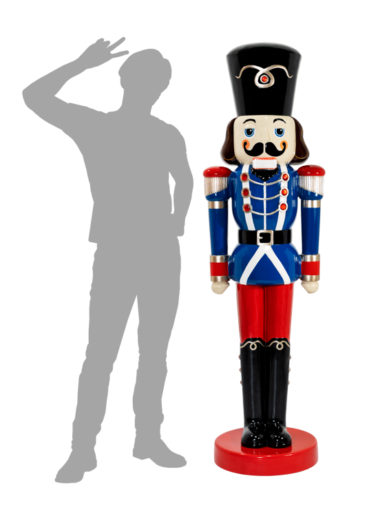 Commercial-grade Nutcracker prop suitable for hotel lobbies, retail storefronts, and event entrances