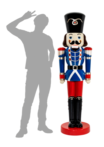 Commercial-grade Nutcracker prop suitable for hotel lobbies, retail storefronts, and event entrances