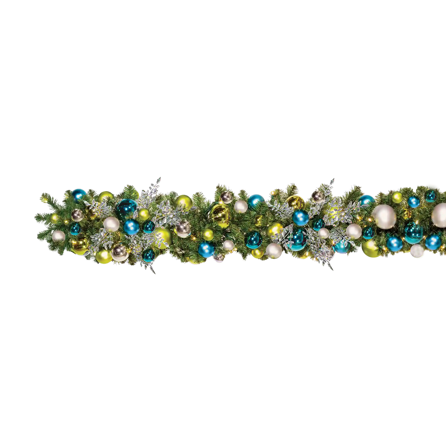 Coastal Prelit Decorated Garland, 10 ft length x 14 in diameter, pre-decorated and pre-lit