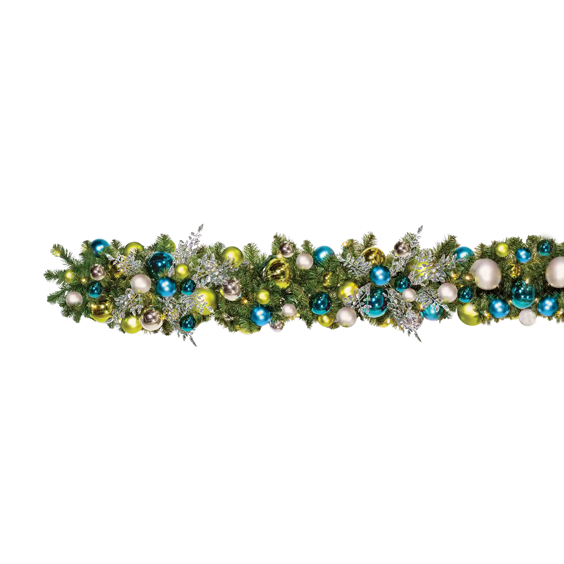 Coastal Prelit Decorated Garland, 10 ft length x 14 in diameter, pre-decorated and pre-lit