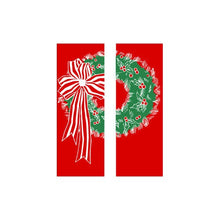 Double Wreath Light Pole Banner (Double Set) , double-sided with different art each side; white & green screen print on red marine acrylic