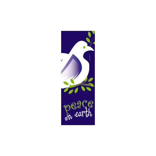 Dove with Peace on Earth light pole banner with classic holiday screen print and same art on both sides