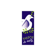 Dove with Peace on Earth light pole banner with classic holiday screen print and same art on both sides