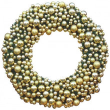 Deluxe Decorated Wreath with shatterproof gold & silver baubles and warm white LED lights, indoor/outdoor use