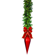 Garland Drop with 24" elegant finial and 18" bow , 10' mixed foliage garland with warm white LED lights