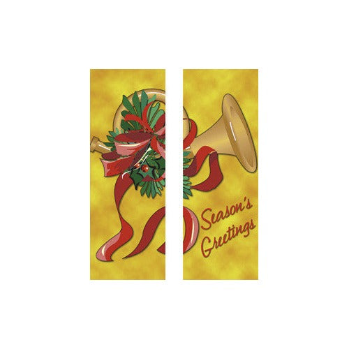 Gold French Horn Light Pole Banner double set, full-color digital print with same art on both sides
